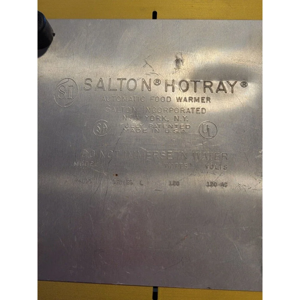Retro Salton Hotray Electric Automatic Food Warmer Warming Hot Tray Square USA